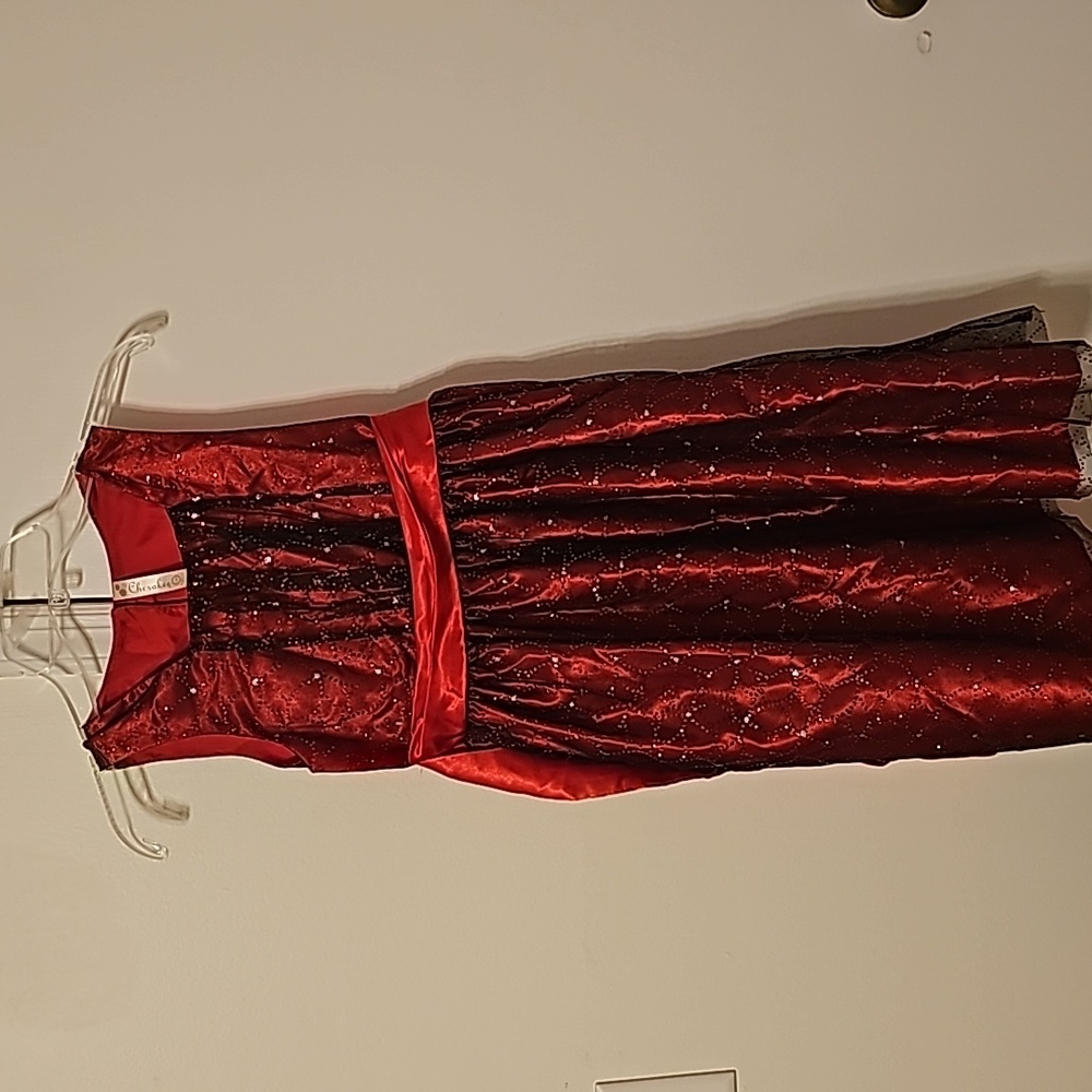 Red sequence dress
